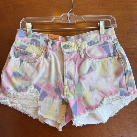 Levi's 501 Button Fly Distressed Cut-Off Raw Hem Grunge Tie Dye Shorts Size 26 - Picture 4 of 14